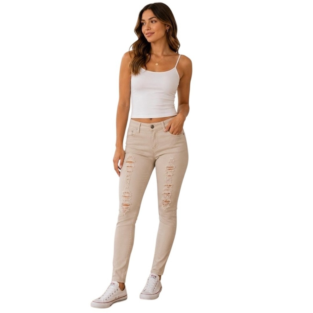 American Eagle Jegging Jeans Womens 10 Super Stretch Distressed AEO Twill Beige